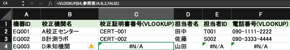 計測機器管理台帳