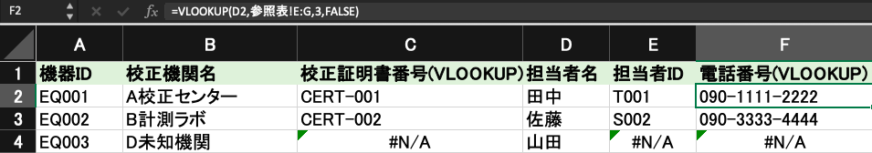 計測機器管理台帳